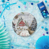 ウィンターキャビンウッドランドフォレスト ペーパープレート (パーティー)