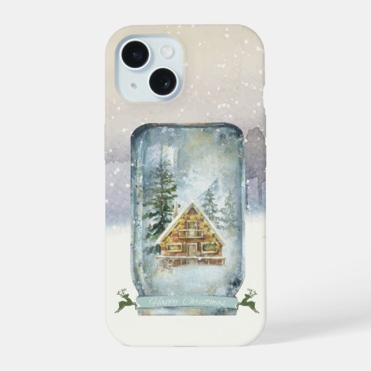 ウィンターキャビンクリスマス iPhone 15ケース (裏面)