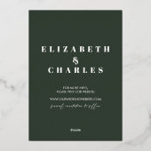 ウィンターキャビンコテージ素朴グリーンザデイト 箔招待状 (裏面)