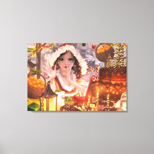 ウィンターキャンバスイラストレーションクリスマスウォールデコール キャンバスプリント (正面)