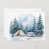 ウィンターキャンピングウォーターカラー ポストカード (正面/裏面)