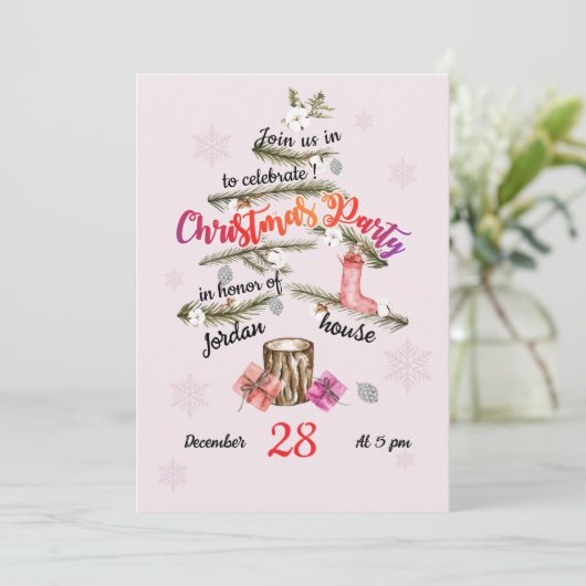 ウィンターギフトクリスマスツリーパーティの招待状 招待状 (スタンド正面)