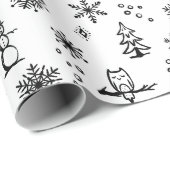 ウィンターギフト包装紙 - 雪と石炭 ラッピングペーパー (ロールコーナー)