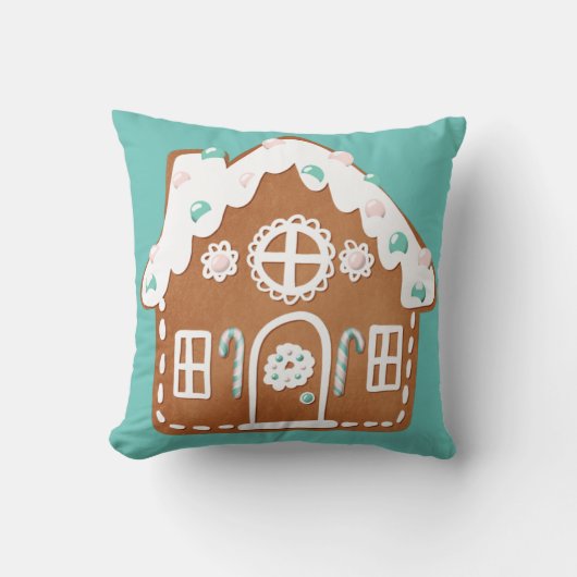 ウィンターギンガーブレッドハウスホームデコール装飾用クッション クッション (正面)