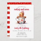 ウィンタークッキーとココアキッズバースデーパーティー 招待状 (正面/裏面)