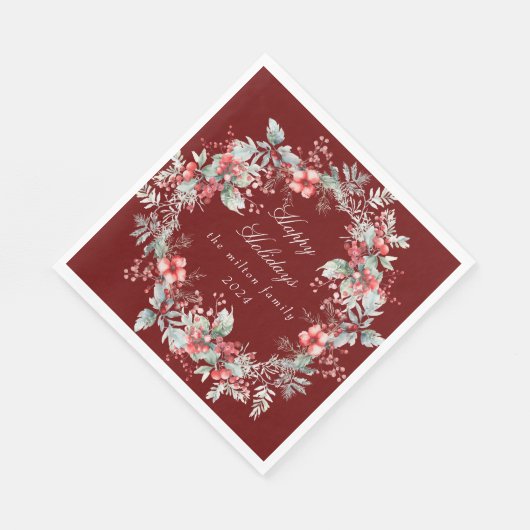 ウィンタークラシカルホリデーベリー紙 スタンダードランチョンナプキン (角)