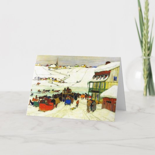 ウィンタークラレンスガニョンで競馬 – グリーティング カード (正面)