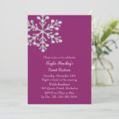 ウィンタークリスタルスウィート16th誕生日招待状マゼンタ 招待状 (スタンド正面)