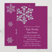 ウィンタークリスタルスウィート16th誕生日招待状マゼンタ 招待状 (正面/裏面)