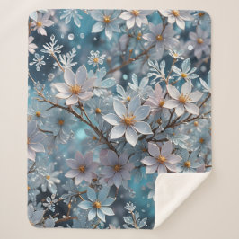 ウィンタークリスタルフロスト桜フラワーシェルパブランケット シェルパブランケット