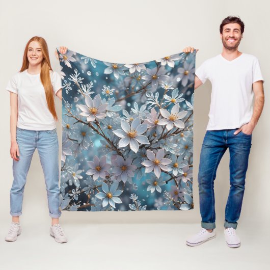 ウィンタークリスタルフロスト桜ブロッサム フリースブランケット (インサイチュ)