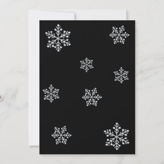 ウィンタークリスタル誕生日パーティー招待ブラック 招待状 (裏面)