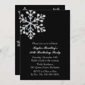 ウィンタークリスタル誕生日パーティー招待ブラック 招待状 (正面/裏面)