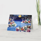ウィンタークリスマスおもしろいフォークアートホリデーカード シーズンカード (正面)