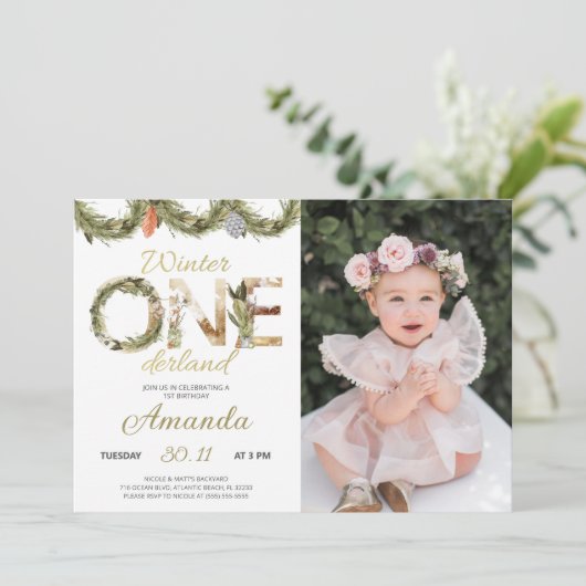 ウィンタークリスマスオネダーランド誕生日招待状 招待状 (スタンド正面)