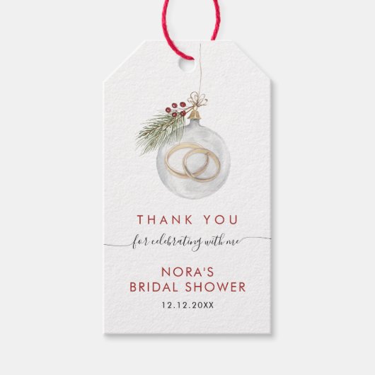 ウィンタークリスマスオーナメントブライダルシャワー ギフトタグ (正面)