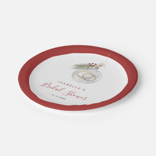 ウィンタークリスマスオーナメントブライダルシャワー ペーパープレート (アングル)