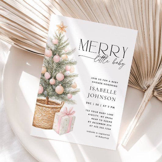 ウィンタークリスマスガール赤ちゃんシャワー招待状 招待状