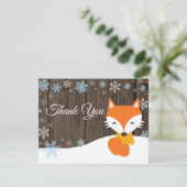 ウィンタークリスマスキツネブルーサンキューカード サンキューカード (スタンド正面)