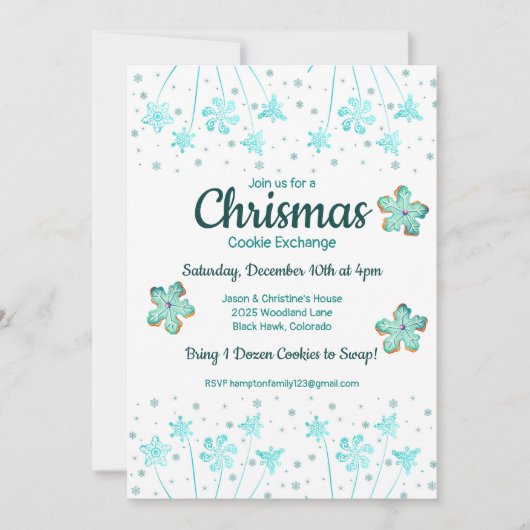 ウィンタークリスマスクッキー交換パーティの招待状 招待状 (正面)