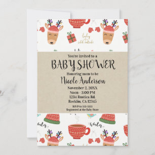 ウィンタークリスマスクラフ素朴トホリデーベビーシャワー 招待状
