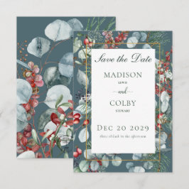 ウィンタークリスマスグリーン結婚リーティール（緑がかった色） セーブザデート
