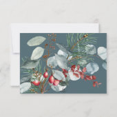 ウィンタークリスマスグリーン結婚リーティール(緑がかった色) 出欠カード (裏面)