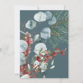 ウィンタークリスマスグリーン結婚リーティール（緑がかった色） 招待状 (裏面)