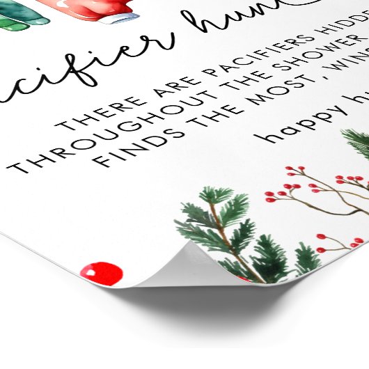 ウィンタークリスマスサンタベビーシャワーパシファイヤー狩り ポスター (角)