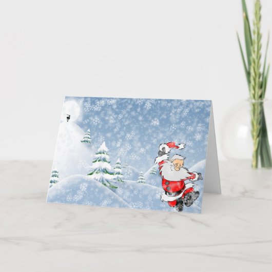 ウィンタークリスマスシーンクリスマスホリデーサンタクロース シーズンカード (正面)
