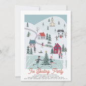 ウィンタークリスマスタウン/ヴィレッジアイススケートで滑る誕生日 招待状 (正面)