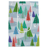 ウィンタークリスマスツリーインスパイアレトロ ミディアムペーパーバッグ (裏面)