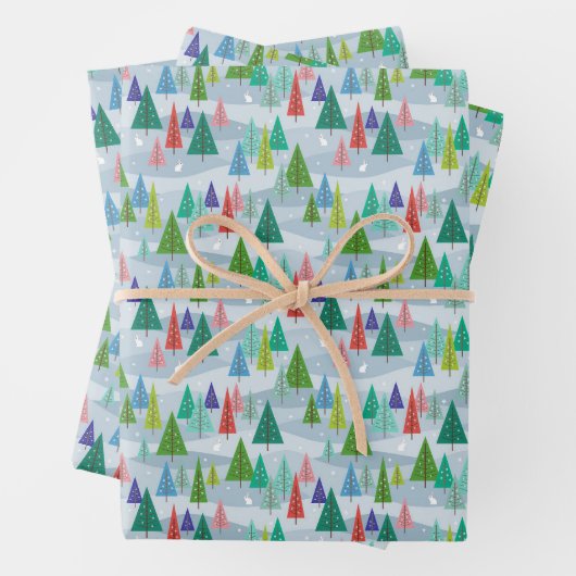 ウィンタークリスマスツリーインスパイアレトロ ラッピングペーパーシート (インサイチュ)