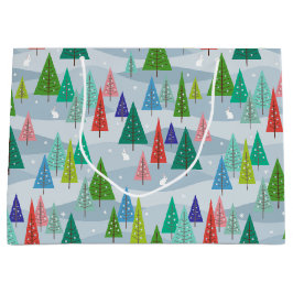 ウィンタークリスマスツリーインスパイアレトロ ラージペーパーバッグ