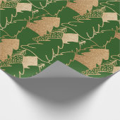 ウィンタークリスマスツリーグリーン金ゴールドグリッターウッド ラッピングペーパー (角)