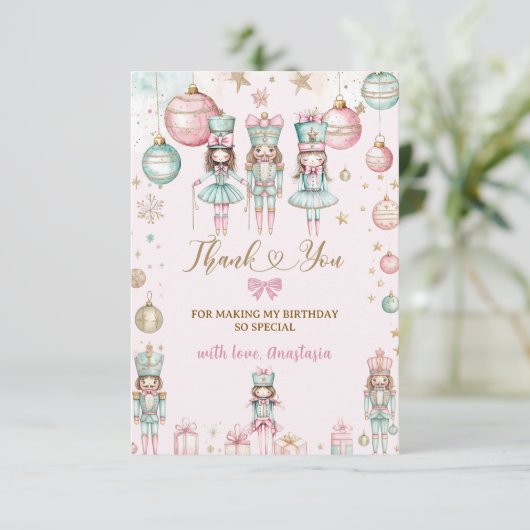 ウィンタークリスマスバレリーナスガール誕生日 サンキューカード (スタンド正面)