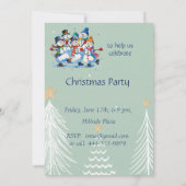 ウィンタークリスマスパーティーハッピー踊り雪だるま 招待状 (裏面)