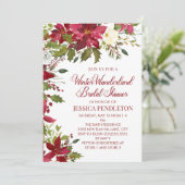 ウィンタークリスマスブライダルシャワーレッドポインセティアス 招待状 (スタンド正面)