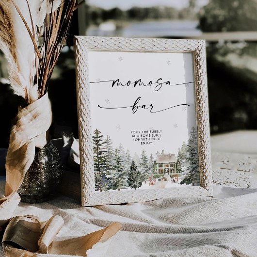 ウィンタークリスマスベビーシャワーモモモモザバーサイン 台座サイン