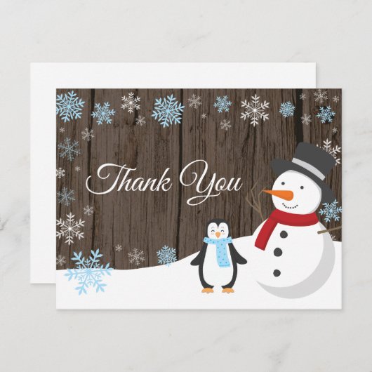 ウィンタークリスマスホリデースノーフレークサンキューカード サンキューカード (正面/裏面)