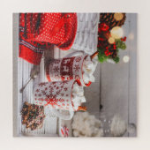 ウィンタークリスマスホリデーフェスティバルホットチョコレートマグ ジグソーパズル (横)