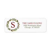 ウィンタークリスマスホリーリースモノグラムレッド ラベル (正面)