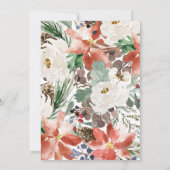 ウィンタークリスマスホワイトフローラブライダルシャワー 招待状 (裏面)