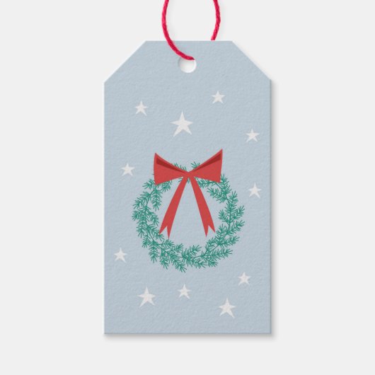 ウィンタークリスマスリースウィズボウレトロインスパイア ギフトタグ (正面)