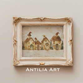 ウィンタークリスマスヴィレッジ絵を描ズお洒落クリスマス ポスター