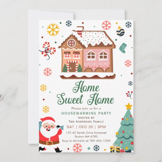 ウィンタークリスマス引っ越し祝いパーティーパーティの招待状 招待状 (正面)