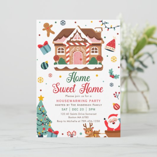 ウィンタークリスマス引っ越し祝いパーティーパーティースウィートホーム 招待状 (スタンド正面)