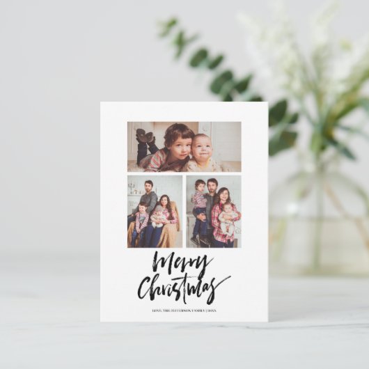 ウィンタークリスマス3フォトコラージュホリデイ ポストカード (スタンド正面)