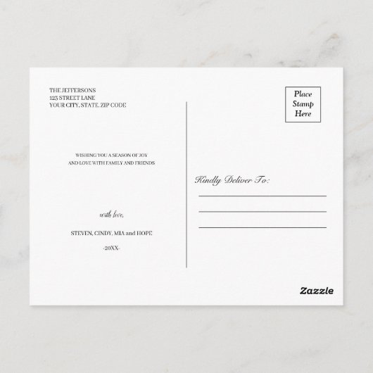 ウィンタークリスマス3フォトコラージュホリデイ ポストカード (裏面)