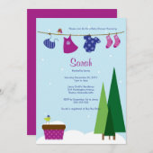 ウィンタークロスラインベビーガールシャワー招待状 招待状 (正面/裏面)